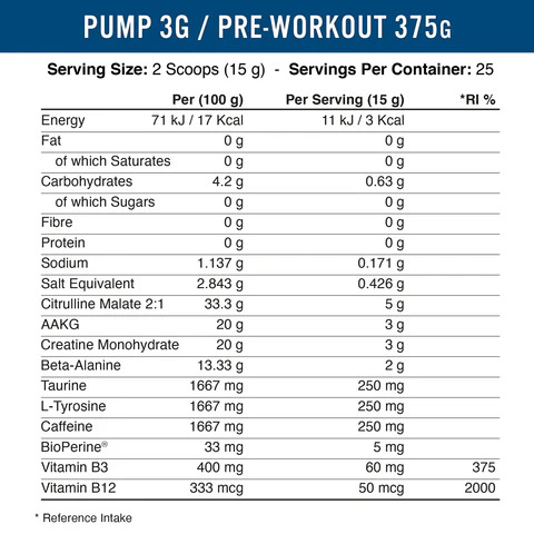 APPLIED NUTRITION PUMP 3G 375 GR