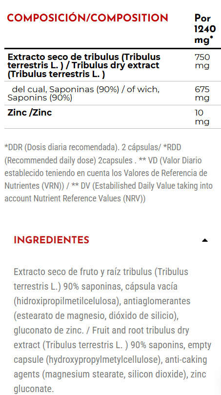 ZOOMAD TRIBULUS TERRESTRIS + ZINC 30 SERV etiqueta