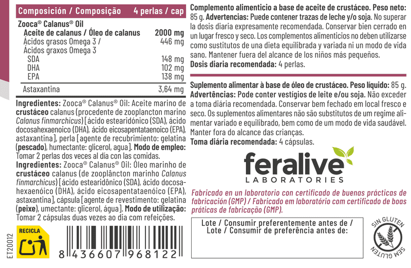 composición Aceite de Calanus 2000MG 60 Caps
