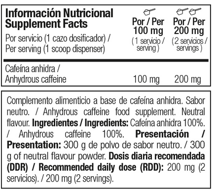 informacion nutricional zoomad cafeina